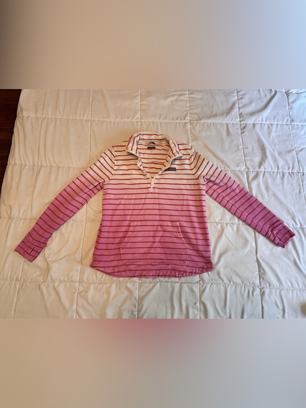 Vineyard Vines Pink Ombré Striped Half-Zip Pullover